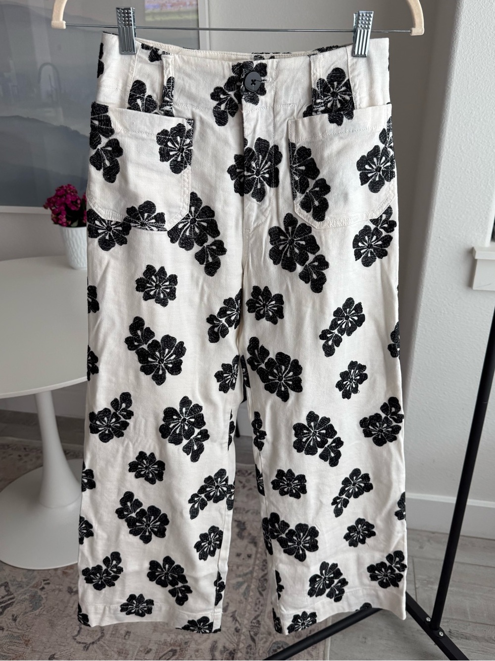 The Colette Cropped Wide-Leg Embroidered Pants by Maeve - Picture 3 of 9